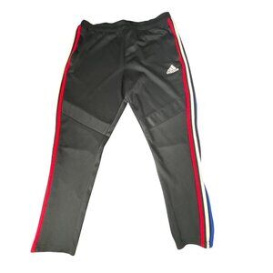 Adida's Men's Black ClimaCool Three Stripe Tricot Track Pants with Ankle Zip XL